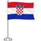 G128 Croatia Croatian Deluxe Desk Flag Set | 8.5x5.5 In | Printed 300D Polyester, with Silver Dome and Base, 15" Metal Pole, Decorations For Office, Home and Festival Events Celebration